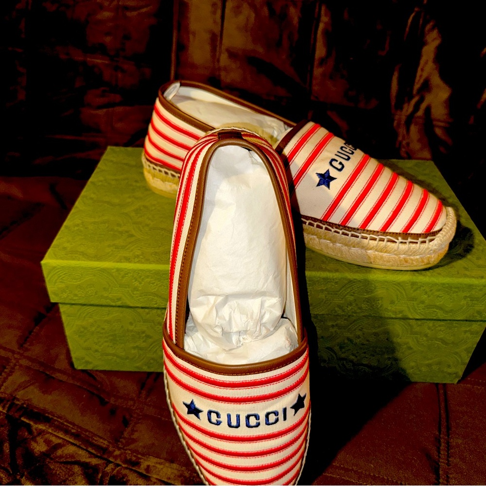 Gucci Men Striped Star Espadrilles-New in Box and Dust bags